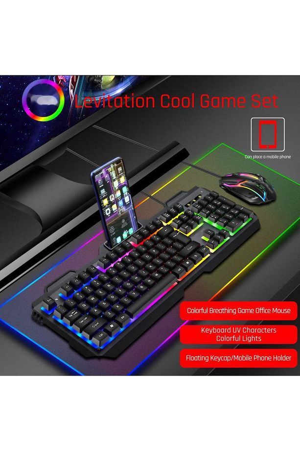 Rgb Led Işıklı Q Klavye Mouse Seti Rainbow Aydınlatmalı Gaming Oyuncu Klavye Mouse Seti - 1