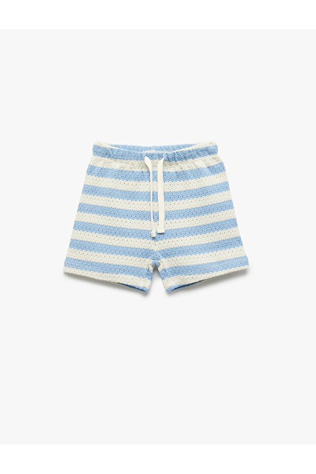 Elastic Waist Cotton Striped Knitwear Shorts