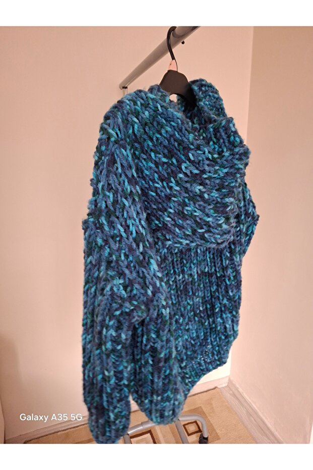 Hırka Dev ip Selanik örgü kapşonlu - 9