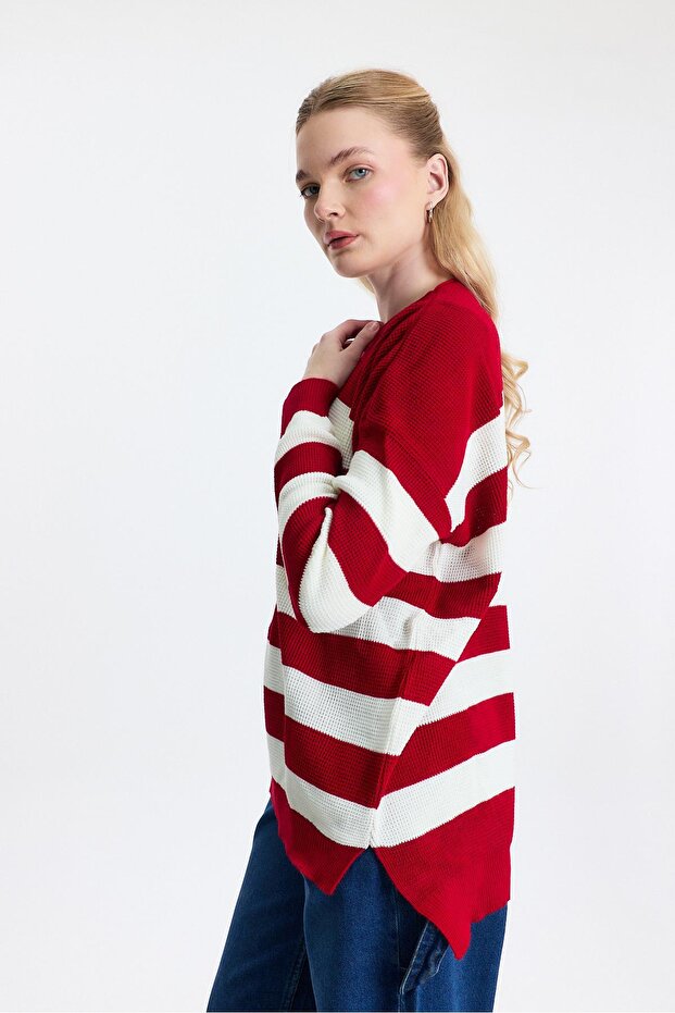 Red Crew Neck Striped Tunic 5380 - 6