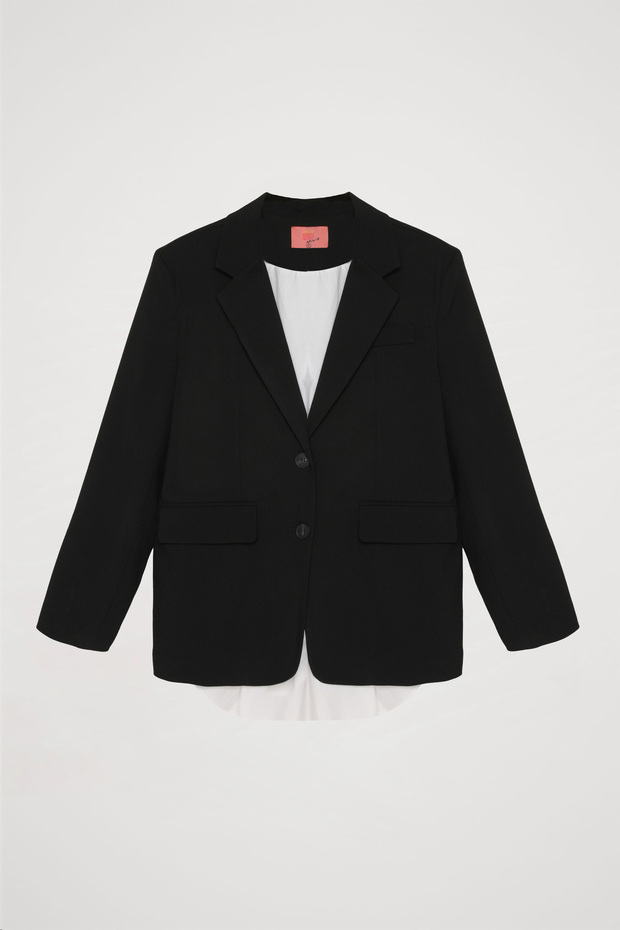 سترة بليزر سوداء - مع فتحة خلفية ونافذة - 2