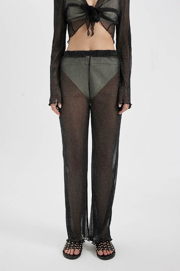 Regular Fit Parlak Kumaş Plaj Pantolonu-fall In Love C5149ax24sm - 3