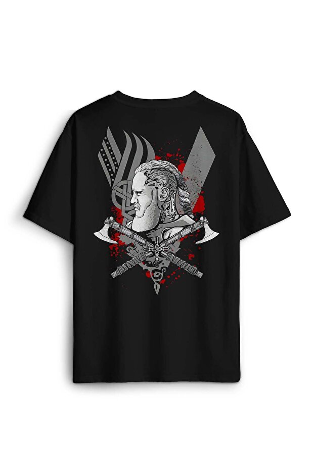 تي شيرت Viking Ragnar Lothbrok Viking Warriors مطبوع من الأمام للجنسين