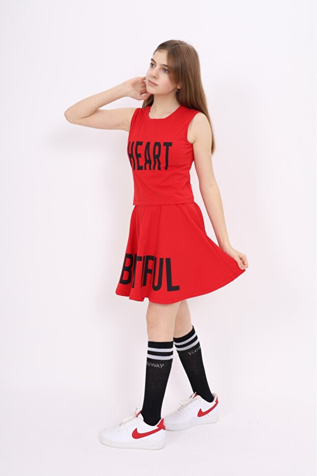 Girl's Printed Skirt Suit