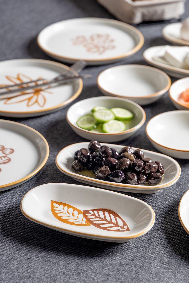 14 Parça 6 Kişilik Handmade Kahve Yaprak Kahvaltı Takımı - Lüx Kahvaltılık Sunum Seti - 4