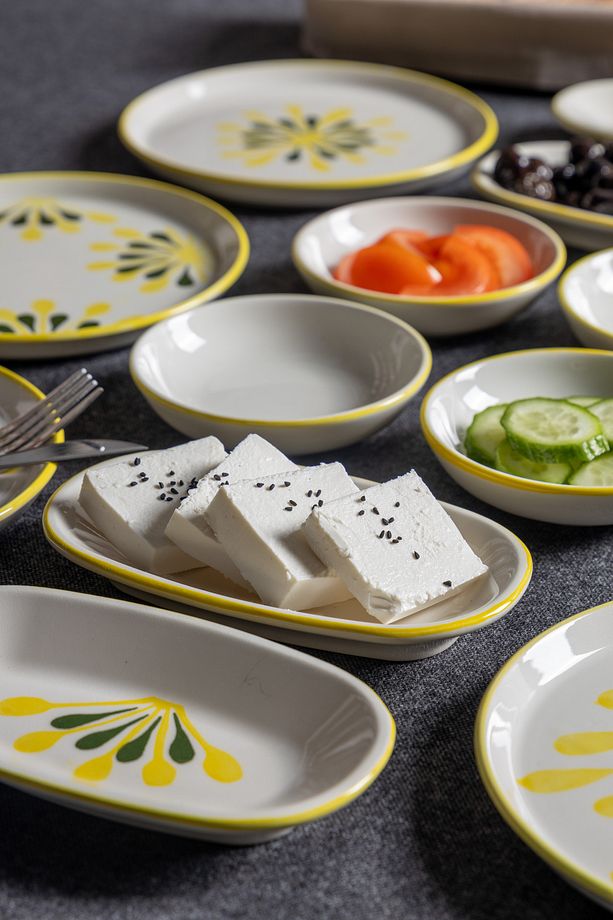 14 Parça 6 Kişilik Handmade Yeşil Nokta Kahvaltı Takımı - Lüx Kahvaltılık Sunum Seti - 4