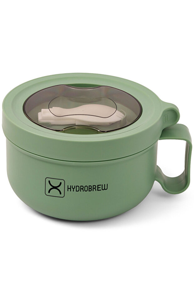 Lunch Box with Folding Spoon - Green
