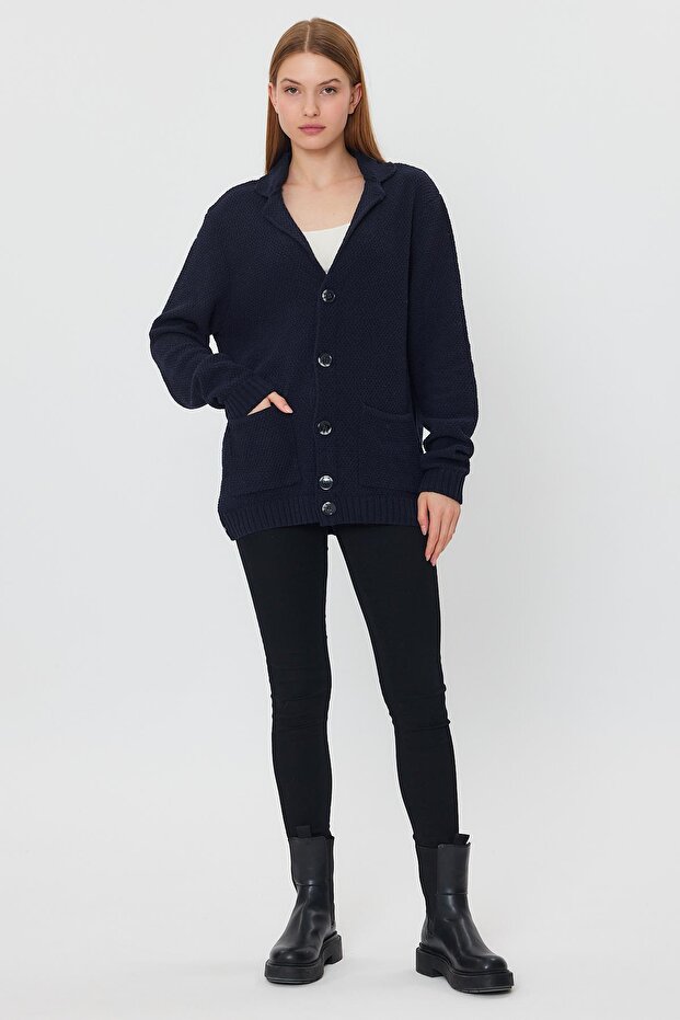 Buttoned Loose Knitted Cardigan (E23-6709)