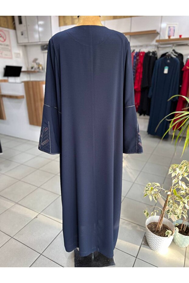 Lacivert işlemeli Pardösü - 4