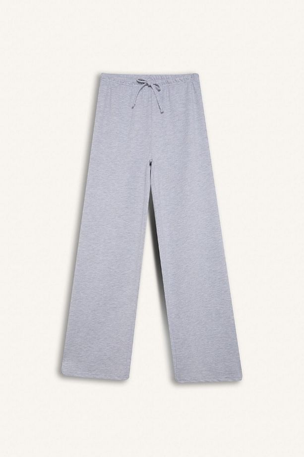 Straight Fit Beli Lastikli Eşofman Altı Uzun Boy Cepli Basic Düz D6667AX25SP - 6