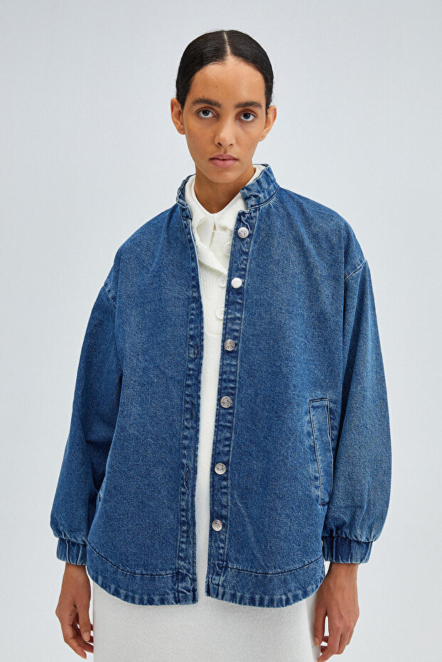 Denim Bomber Jacket - Oversize Cut