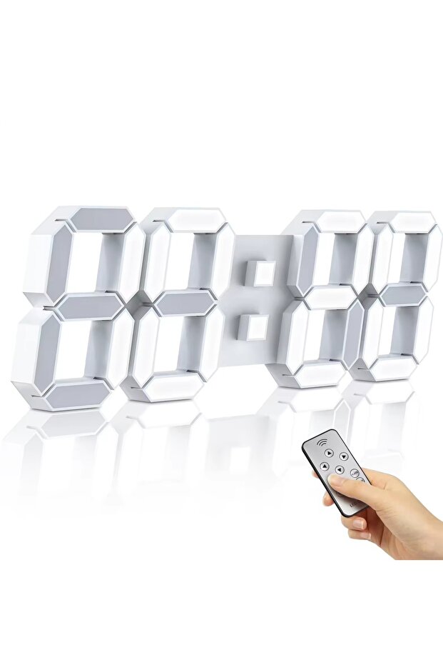 ساعة حائط رقمية متعددة الوظائف مزودة بمنبه وجهاز تحكم عن بعد - 1