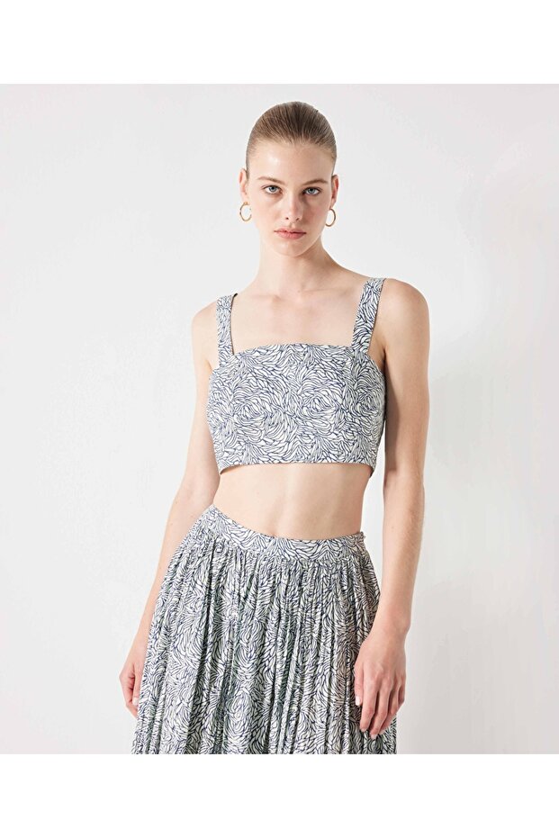 Desenli crop bluz - 1