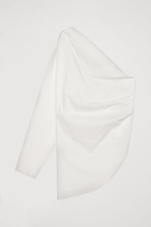Drape Detaylı Tek Omuz Bluz Ekru - 2