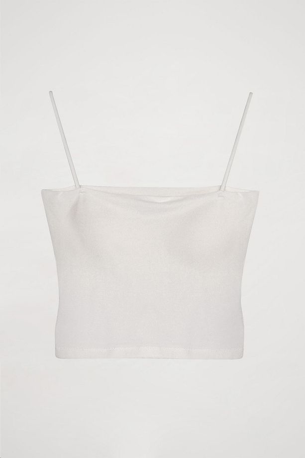 Askılı Crop Basic Atlet Ekru - 2
