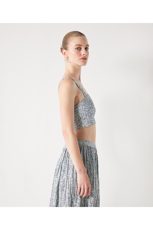 Desenli crop bluz - 2