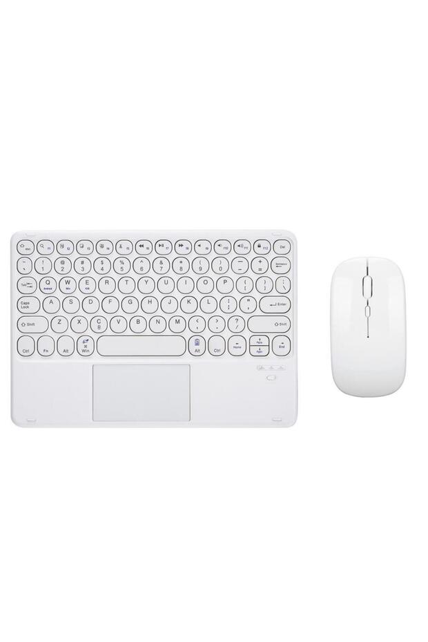 Inovio Evo Tab 7 Pro 7" Uyumlu Bluetooth Şarjlı TouchPad'li Klavye Mouse Seti - Beyaz - 1