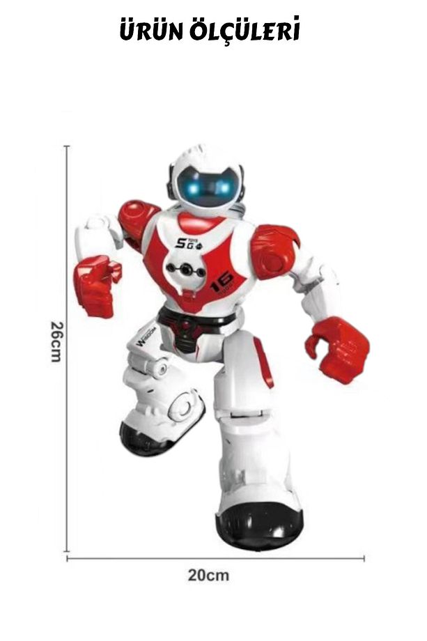 16 Fonksiyonlu Şarjlı Uzaktan Kumandalı Akıllı Robot Sesli Işıklı Programlama Dans Moonwalk Robot - 4