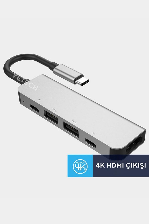 USB Çoklayıcı 5in1 Hub 2x USB 3.0 / 2x Type-C / 4K HDMI Çevirici Çoklayıcı - 5