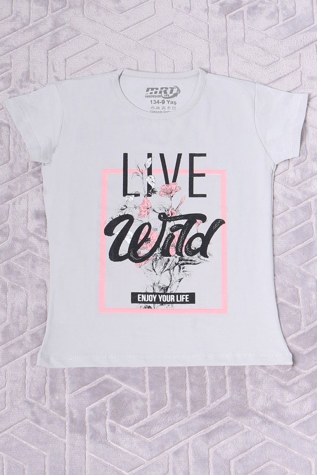 Girls T-Shirt - Live Wild Printed, Crew Neck, F17