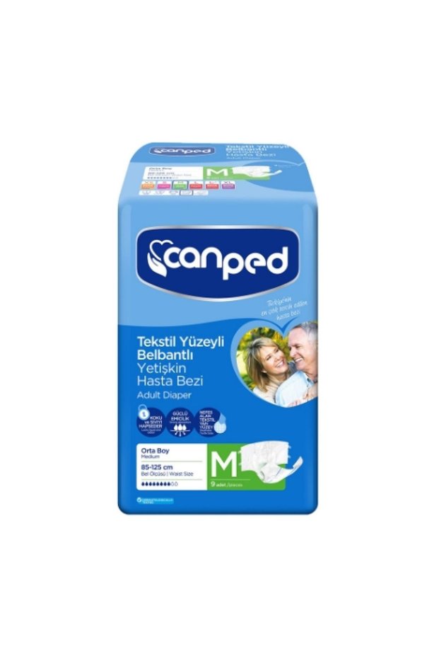 Adult Patient Diapers with Waist Band 9 Pieces // m Waist Size: 85 - 125 cm