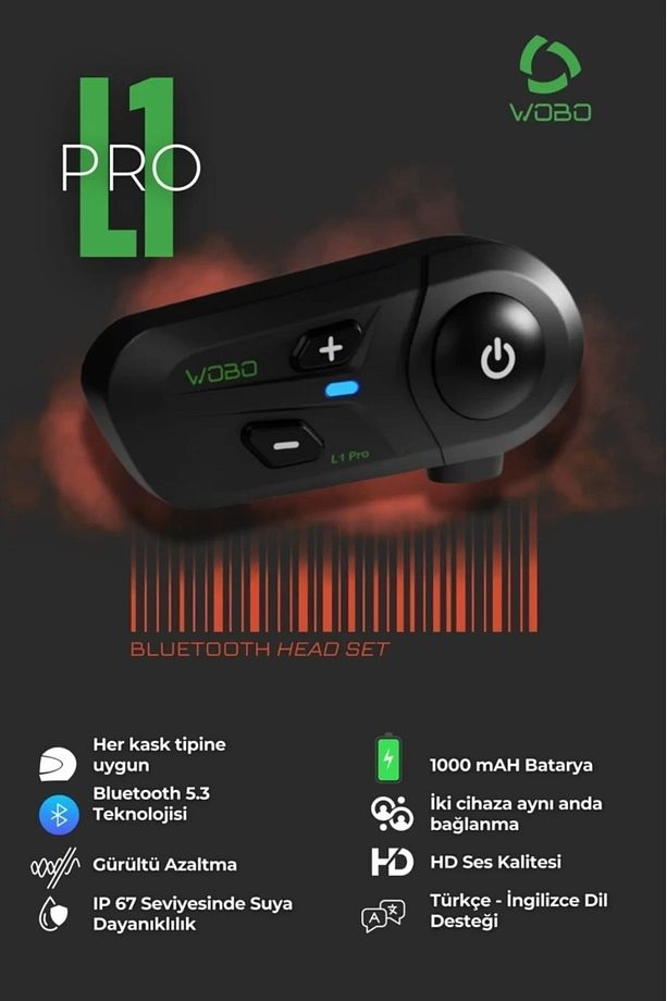 L1 Pro Motosiklet Kask Bluetooth 5.3 Kulaklık Mikrofon Seti Intercom - Interkom - 5