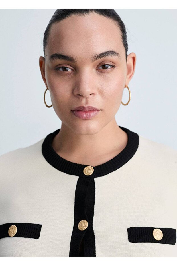 Mücevher düğmeli triko ceket - 5