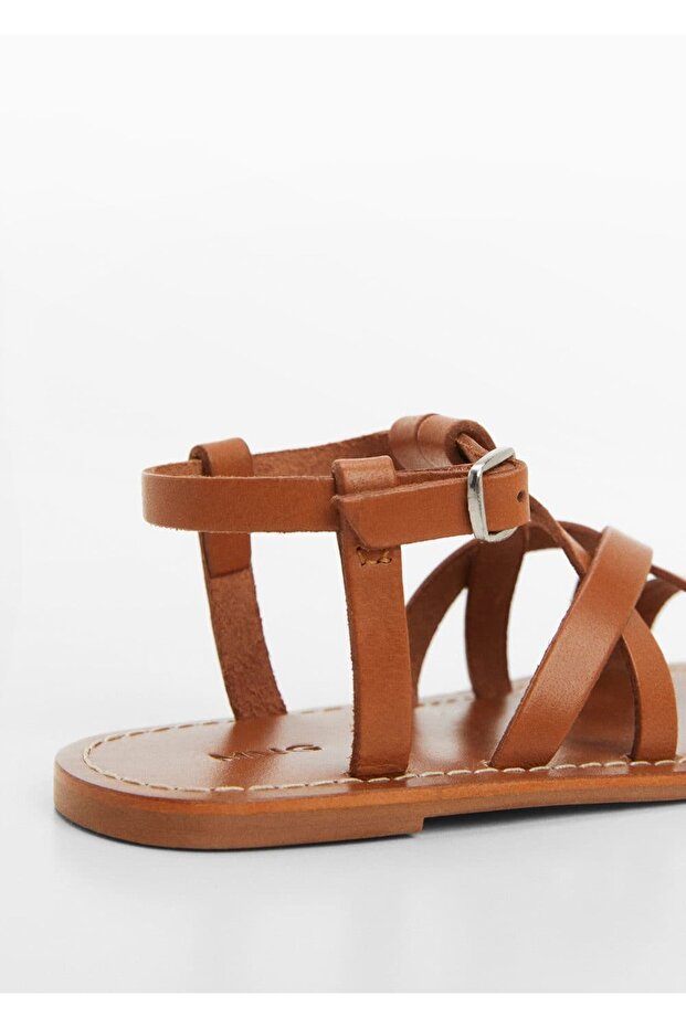 Bantlı deri sandalet - 5