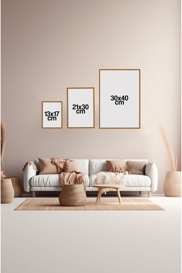 Dekorize Mdf Tablo Seti 3 Parça 3 Mm - Salon Oturma Odası Için Bohem Duvar Dekoru 3050 - 4