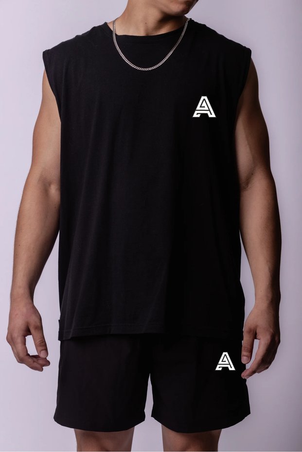 Men's Sleeveless Athlete T-Shirt Shorts Bottom Top Set Black Sleeveless -Atlanta Ga Printed Oversize Combo
