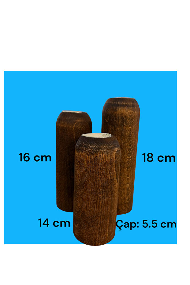 Ahşap 3'lü Mumluk Şamdan - 4