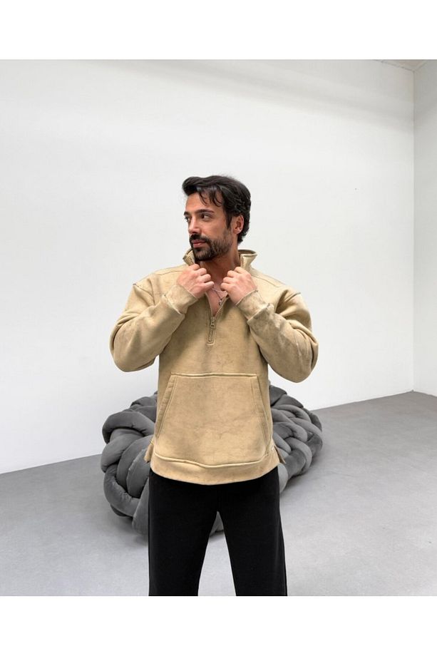 Yırtmaçlı Yarı Fermuarlı Sweatshirt PLZ - 3