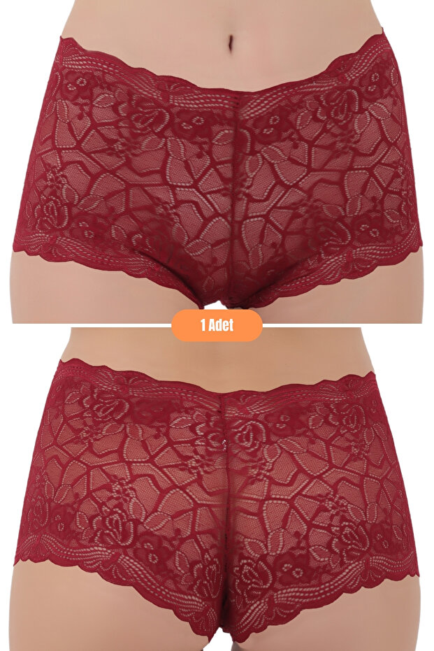 Kadın Transparan 3'lü Dantelli Tanga Şort Külot - 4