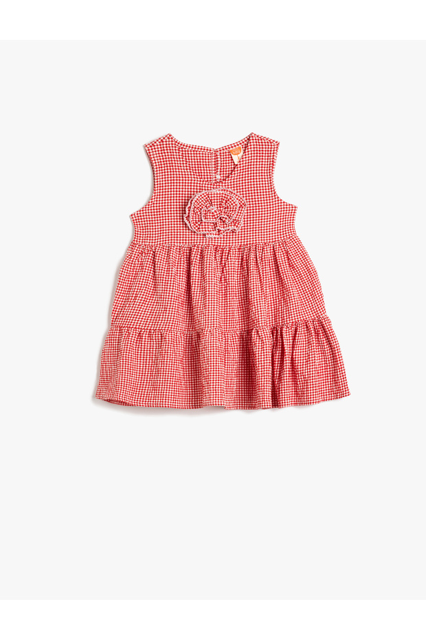 Floral Appliqued Floor Detailed A-Line Sling Dress