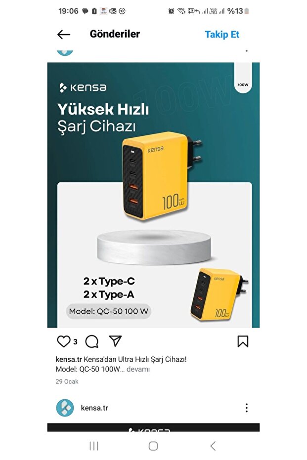 USB Giriş Şarj Adaptörü 100W Hızlı Şarz 2 Type - C + 2 tüm telefon ve şar cihazlarına uyumludur - 5