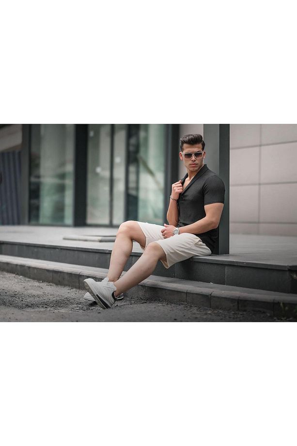 Fitilli Basic Şort - Ekru - 5