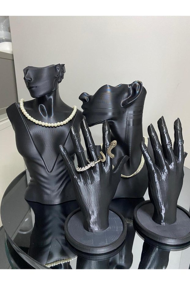 Set of 4 decorative jewelry organizer mannequin stand makeup jewellery necklace design display ring 21 cm dlc3d