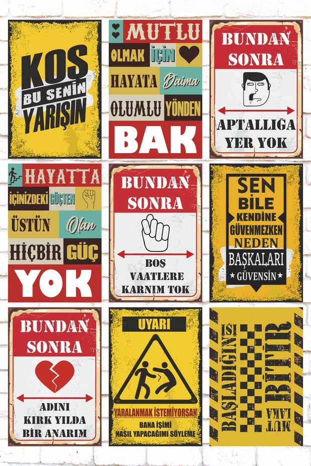 9 Piece Mixed Lettering Wooden Painting Set Fun Funny Tosses Wall Lettering Sayings