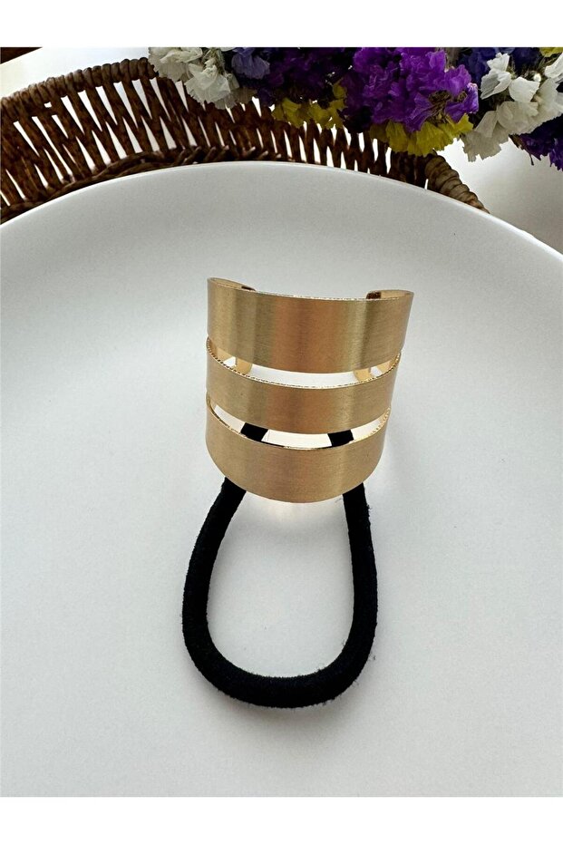 Gold Triple Metal and Rubber Buckle