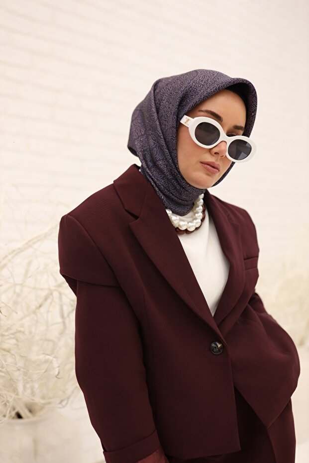 Sarmaşık Desen Twill İpek Eşarp - 2