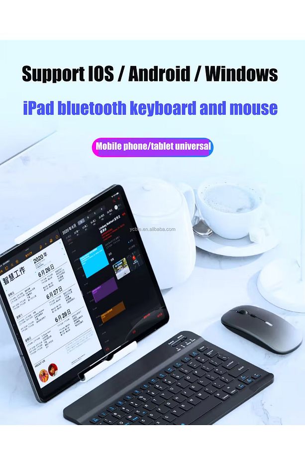 Kablosuz klavye ve mouse seti bluetooth telefon tablet ipad pc mac uyumlu wireless set - 1