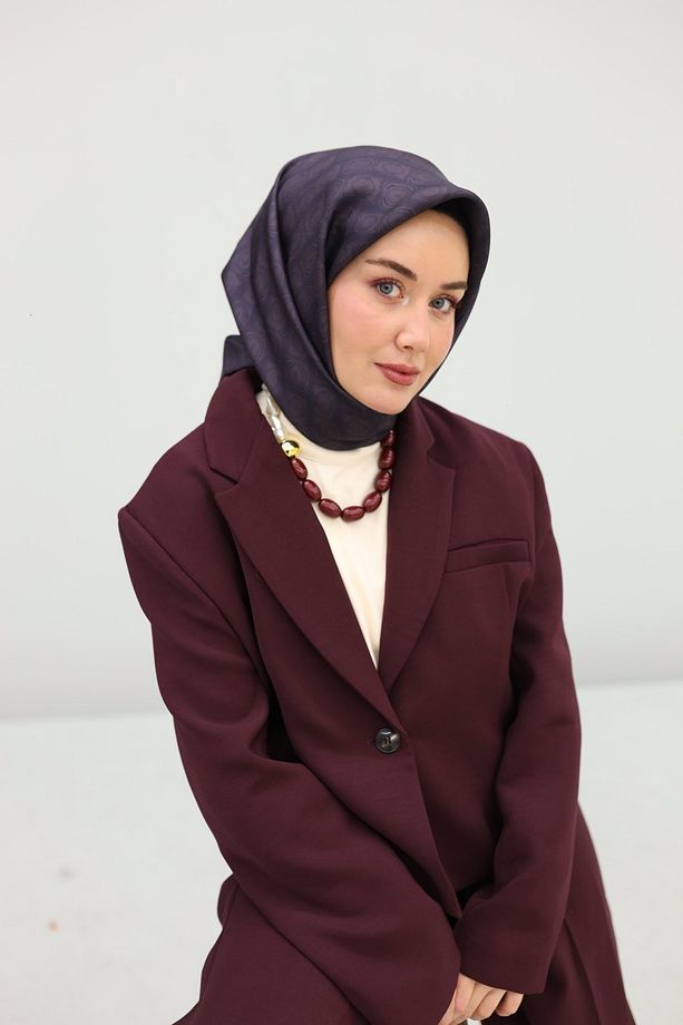 Gözenek Desen Twill İpek Eşarp - 1