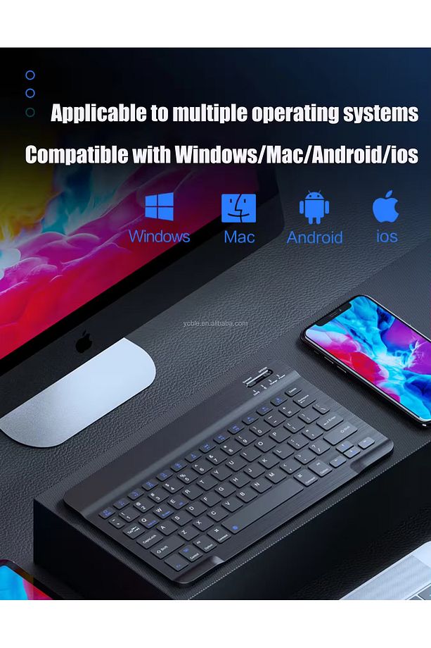 Kablosuz klavye ve mouse seti bluetooth telefon tablet ipad pc mac uyumlu wireless set - 5