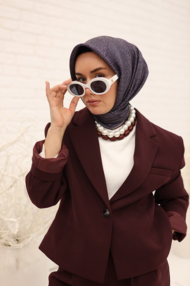 Sarmaşık Desen Twill İpek Eşarp - 4