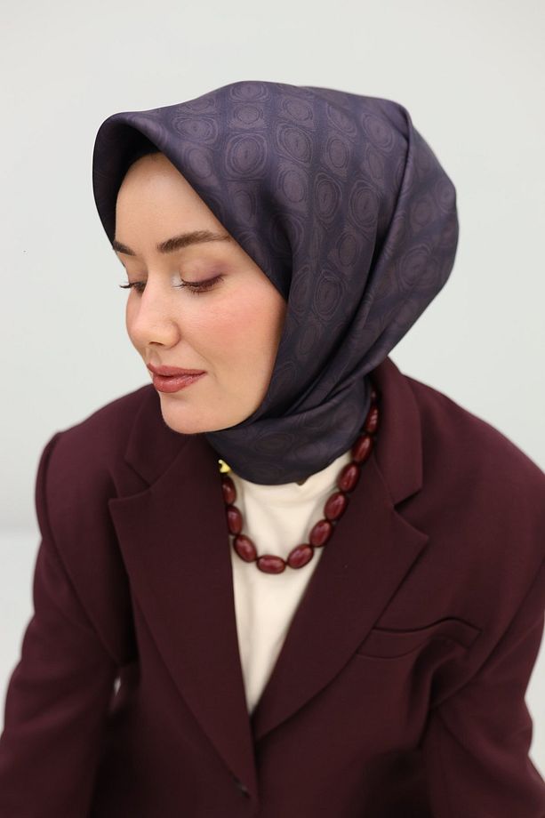 Gözenek Desen Twill İpek Eşarp - 3