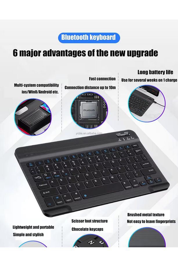 Kablosuz klavye ve mouse seti bluetooth telefon tablet ipad pc mac uyumlu wireless set - 3