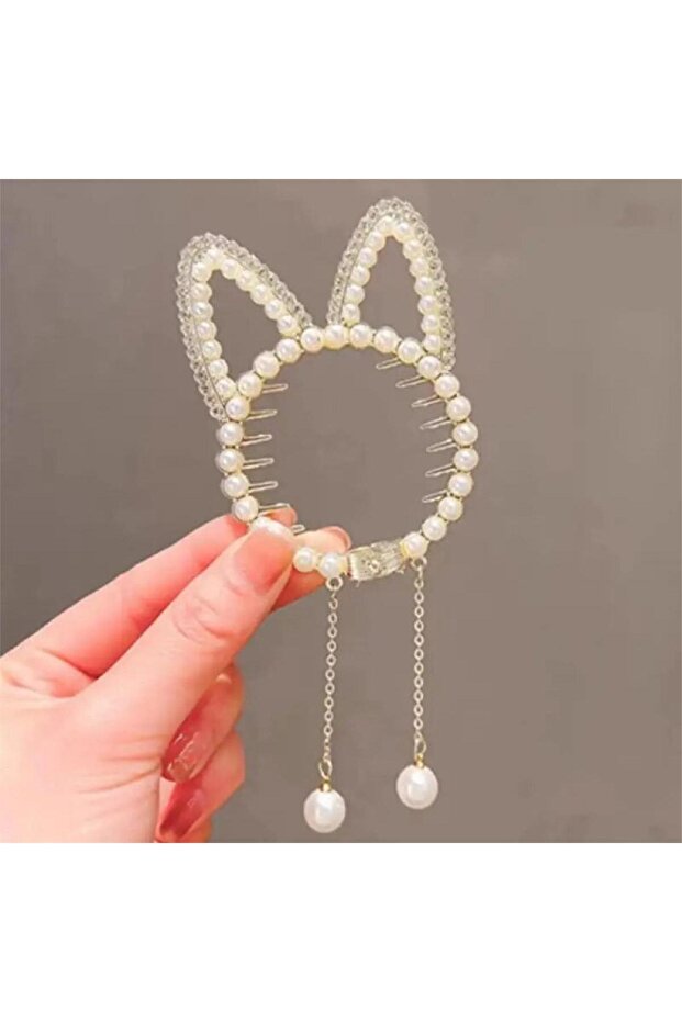 Gold Pearl Cat Bun Buckle