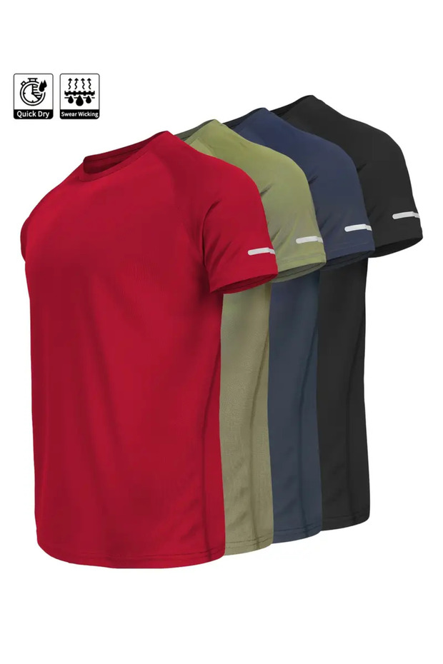 4-Piece Quick Dry Athletic Technical Performance Sports T-Shirt