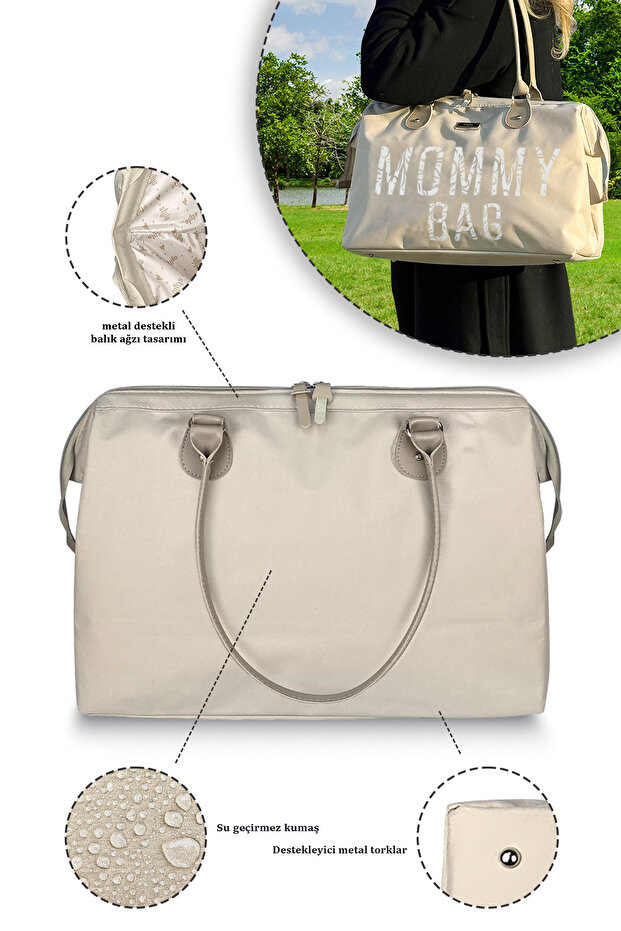 X Pro Mommy Bag Beige Anne Bebek Bakım Kadın Çantası - 5