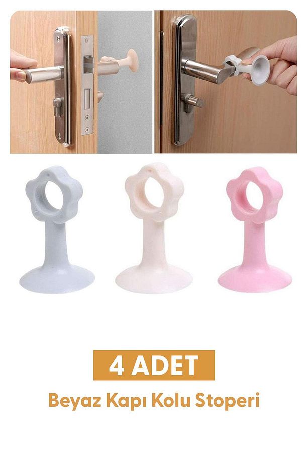4 Adet Kapı Kolu Stoperi Çarpma Önleyici Duvar Koruyucu - 1